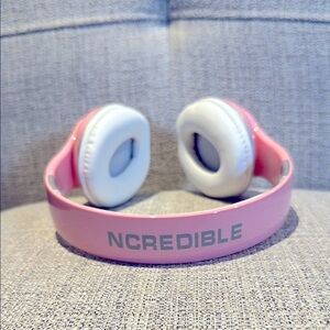 NCREDIBLE Pink and White Headphones - Wireless